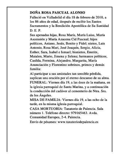 Doña Rosa Pascual Alonso