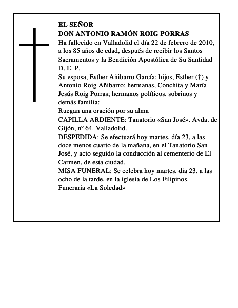 Don Antonio Ramón Roig Porras