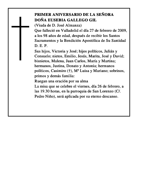 Doña Eusebia Gallego Gil
