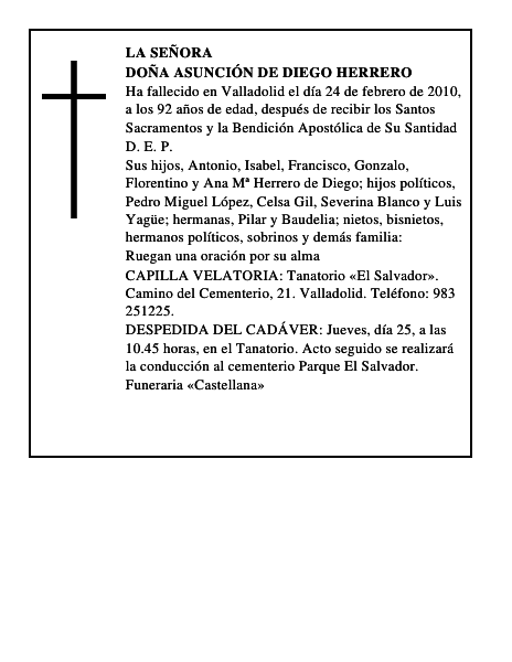 Doña Asunción de Diego Herrero