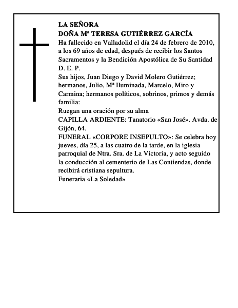 Doña Mª Teresa Gutiérrez García