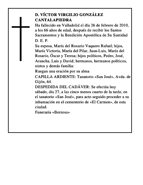 D. Víctor Virgilio González Cantalapiedra