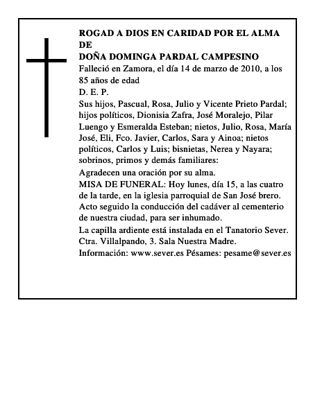 Doña Dominga Pardal Campesino