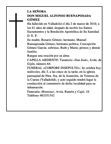 Don Miguel Alfonso Buenaposada Gómez