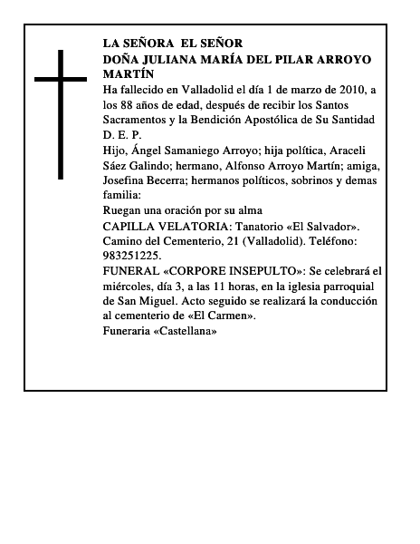Doña Juliana María del Pilar Arroyo Martín
