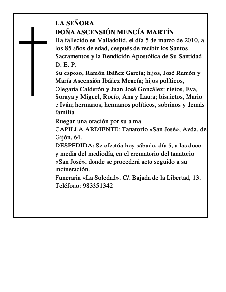 Doña Ascensión Mencía Martín