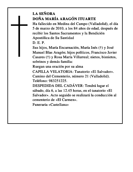 Doña María Aragón Ituarte