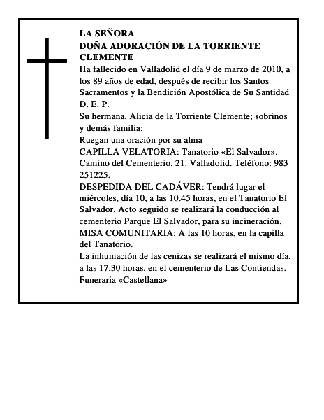 Doña Adoración de la Torriente Clemente