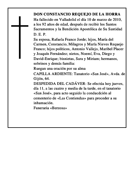 Don Constancio Requejo de la Horra