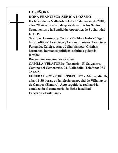 Doña Francisca Zúñiga Lozano