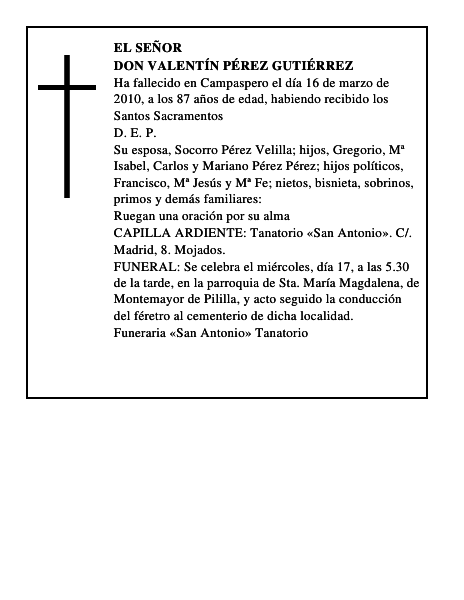 Don Valentín Pérez Gutiérrez