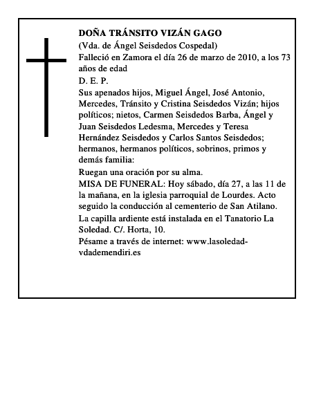 Doña Tránsito Vizán Gago