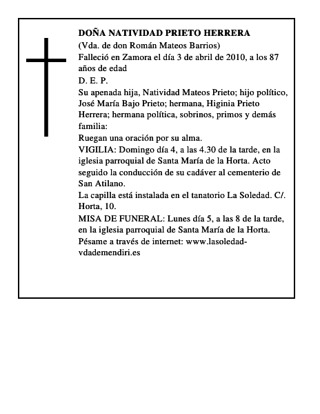 Doña Natividad Prieto Herrera