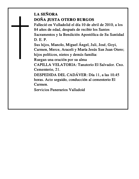 Doña Justa Otero Burgos