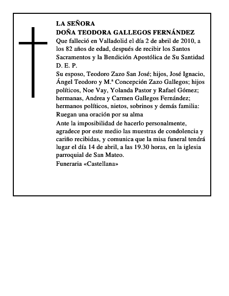 Doña Teodora Gallegos Fernández