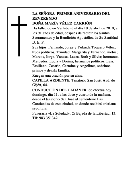 Doña María Vélez Carrión