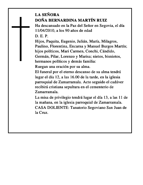 Doña Bernardina Martín Ruiz