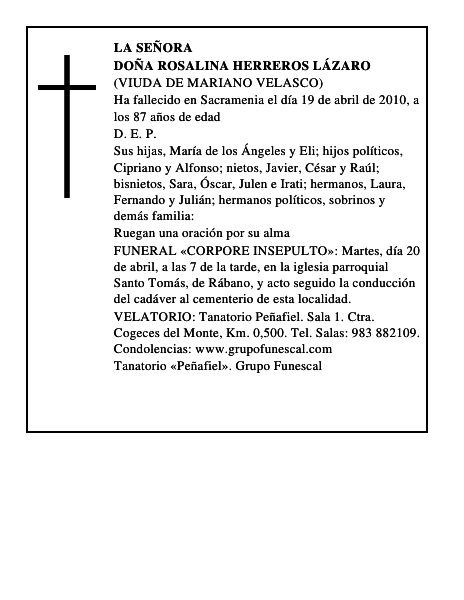 Doña Rosalina Herreros Lázaro