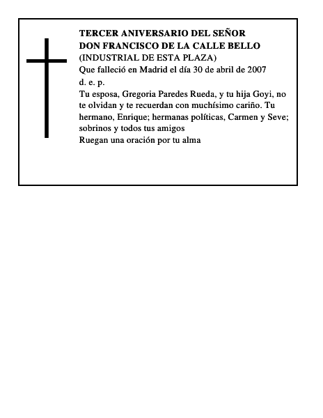 Don Francisco de la Calle Bello
