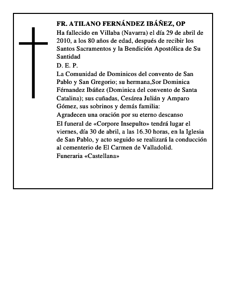 Fr. Atilano Fernández Ibáñez, Op