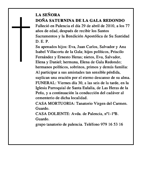 Doña Saturnina de la Gala Redondo