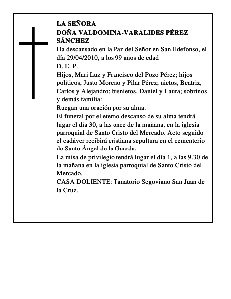 Doña Valdomina-Varalides Pérez Sánchez