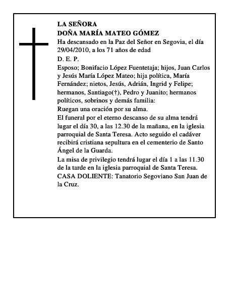 Doña María Mateo Gómez