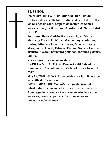 Don Regino Gutiérrez Moratinos