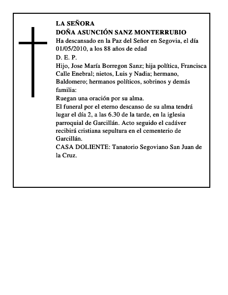 Doña Asunción Sanz Monterrubio