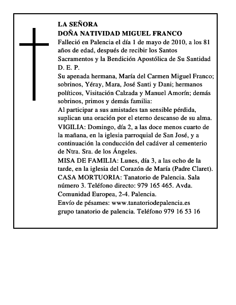 Doña Natividad Miguel Franco