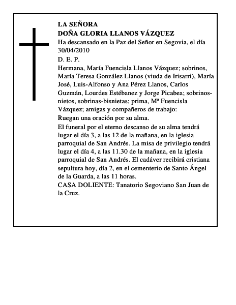 Doña Gloria Llanos Vázquez