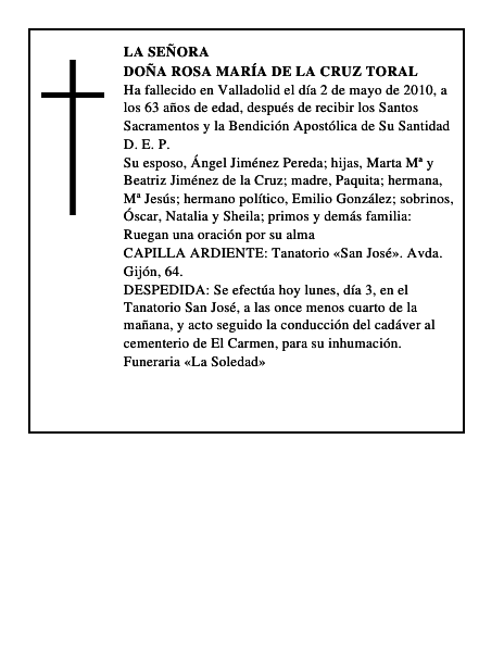 Doña Rosa María de la Cruz Toral