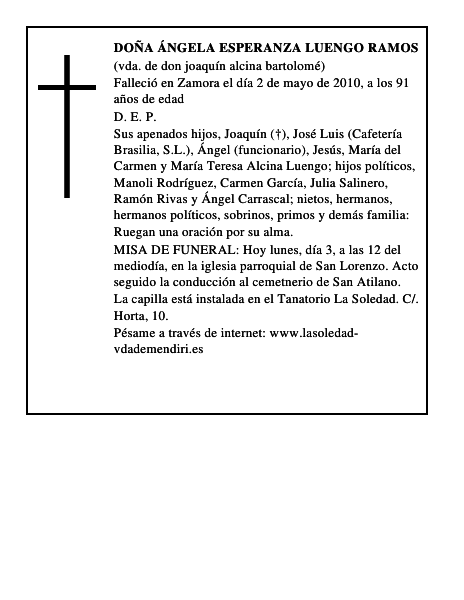 Doña Ángela Esperanza Luengo Ramos