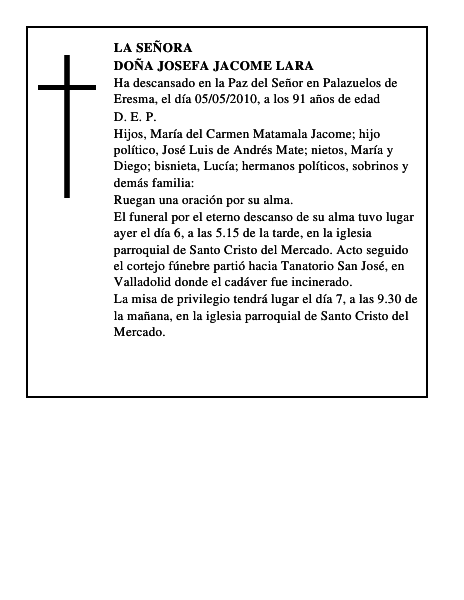 Doña Josefa Jacome Lara