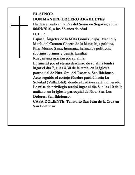 Don Manuel Cocero Arahuetes