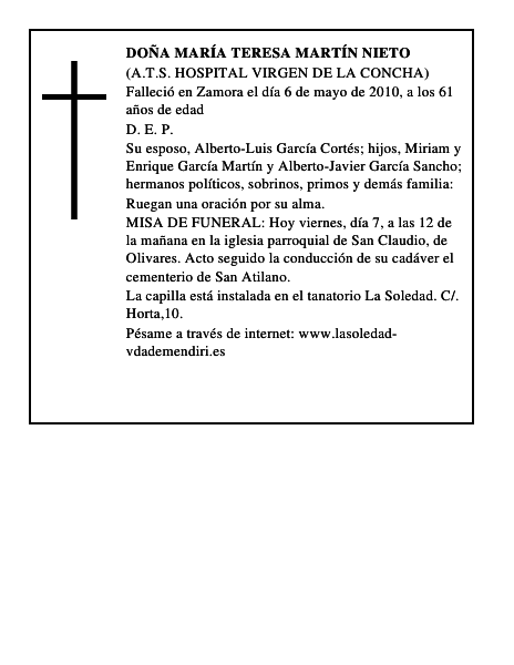 Doña María Teresa Martín Nieto