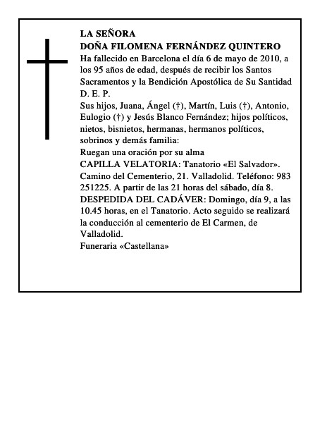 Doña Filomena Fernández Quintero