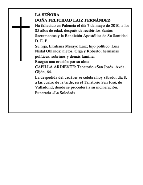 Doña Felicidad Laiz Fernández