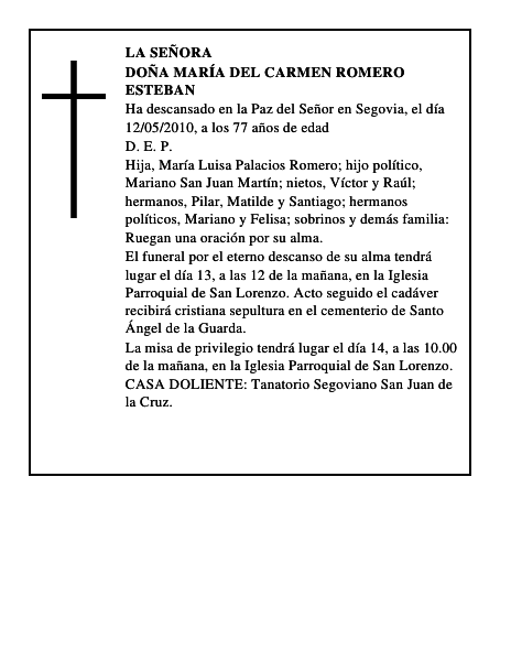 Doña María del Carmen Romero Esteban
