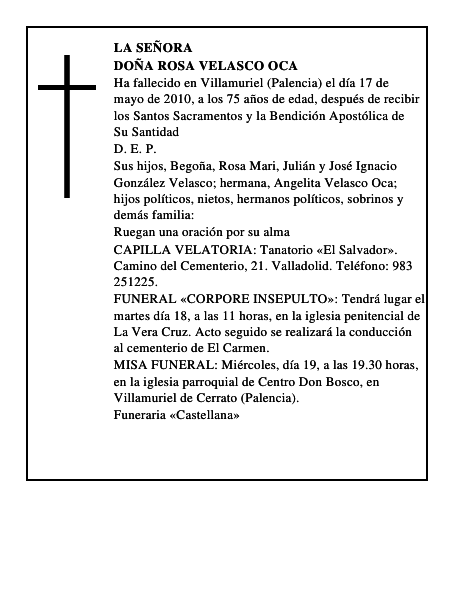 Doña Rosa Velasco Oca