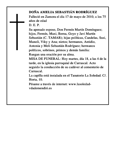 Doña Amelia Sebastián Rodríguez