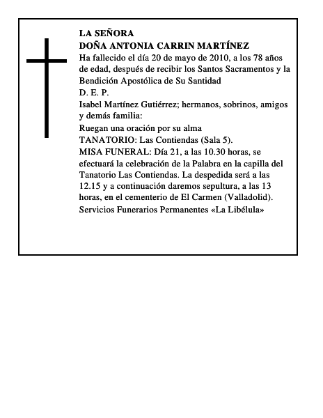 Doña Antonia Carrin Martínez