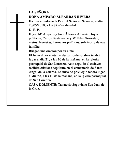 Doña Amparo Albarrán Rivera