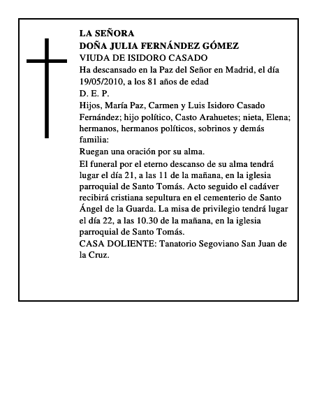 Doña Julia Fernández Gómez
