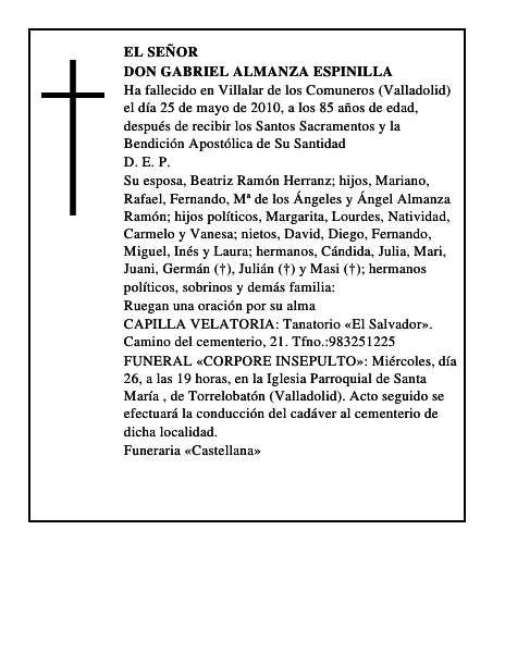 Don Gabriel Almanza Espinilla