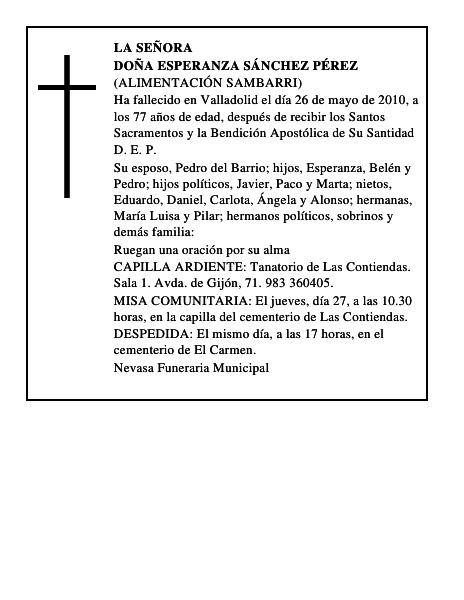 Doña Esperanza Sánchez Pérez