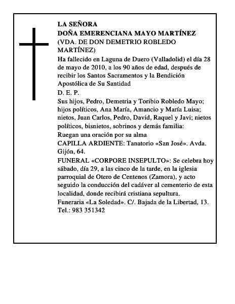 Doña Emerenciana Mayo Martínez
