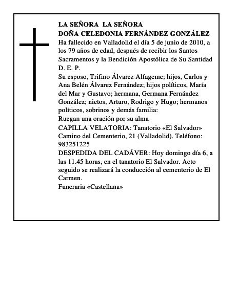 Doña Celedonia Fernández González