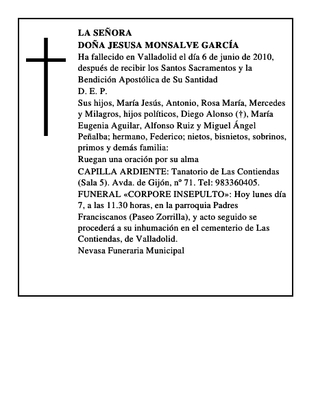 Doña Jesusa Monsalve García