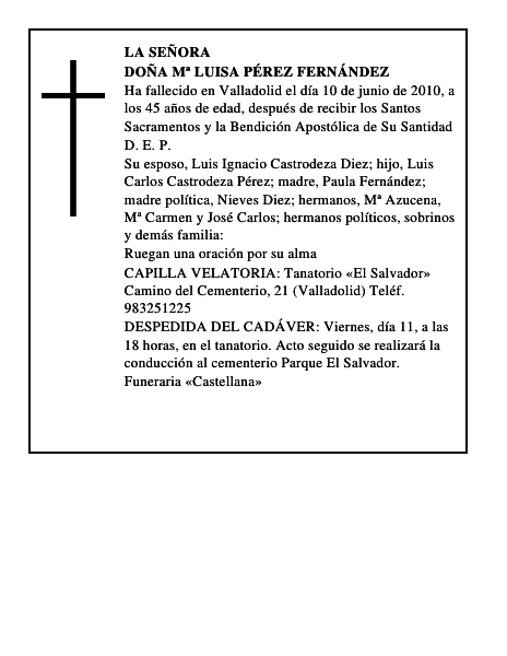 Doña Mª Luisa Pérez Fernández